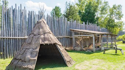Wendat wigwam in Sainte Marie Among the Hurons, Midland, Ontario, Canada