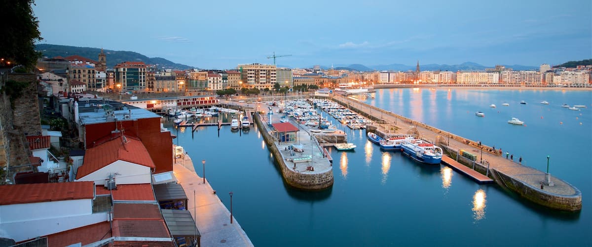 San Sebastian featuring a coastal town, a bay or harbour and a city