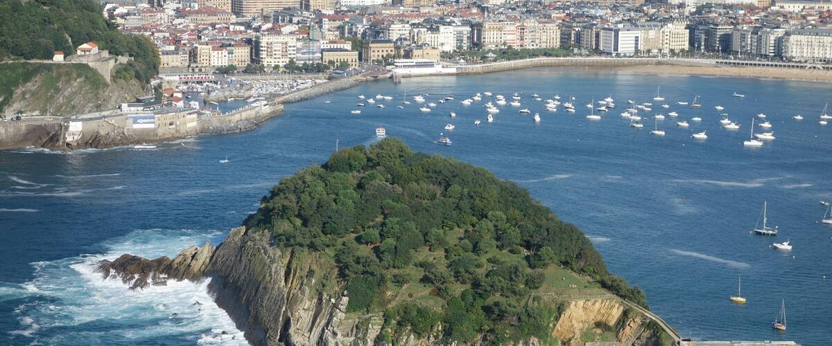 The island of Santa Clara in La Concha bay, San Sebastian.