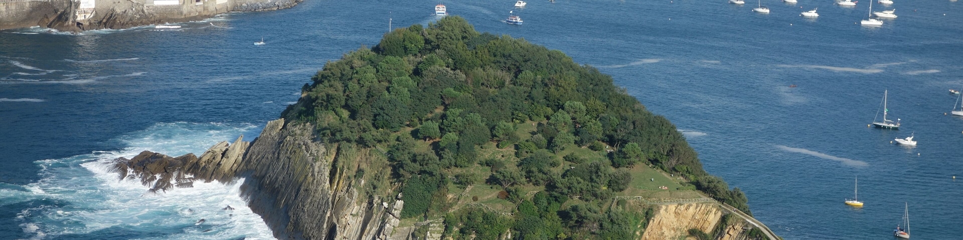 The island of Santa Clara in La Concha bay, San Sebastian.
