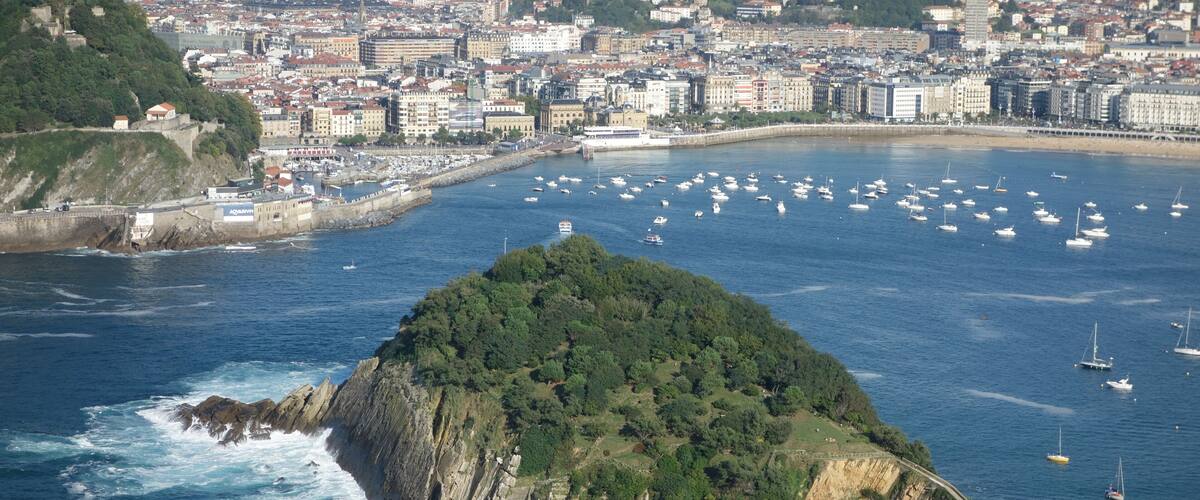 The island of Santa Clara in La Concha bay, San Sebastian.