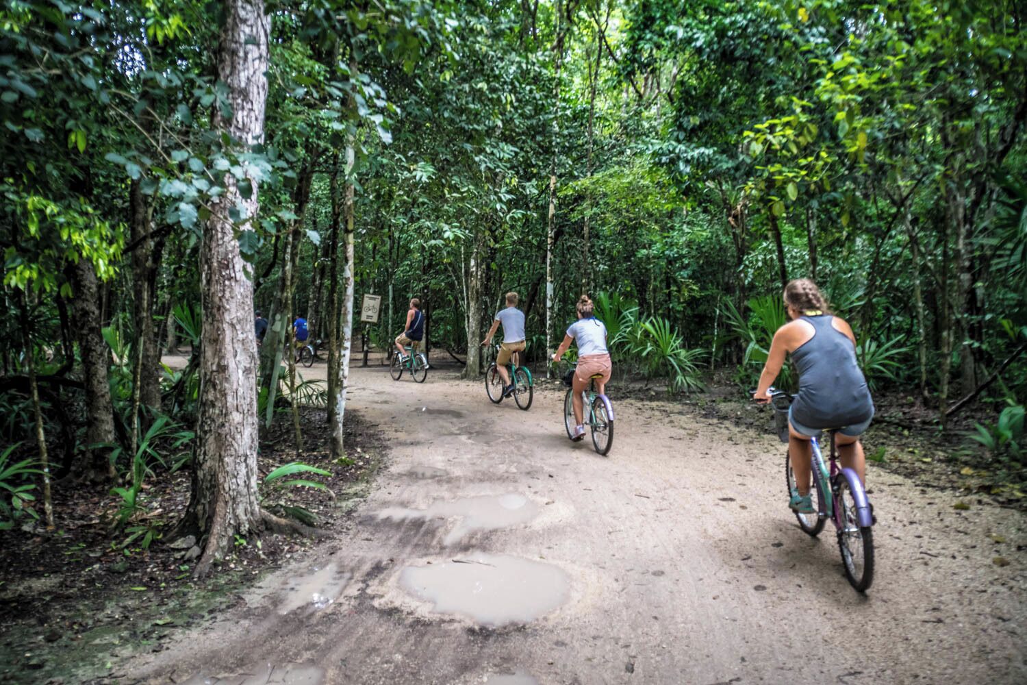 The best way to move around the archaeological site of Cobá is by renting a bicycle.

Not only is it faster than walking the 2km from the entrance to the main pyramid, it is also really fun!
