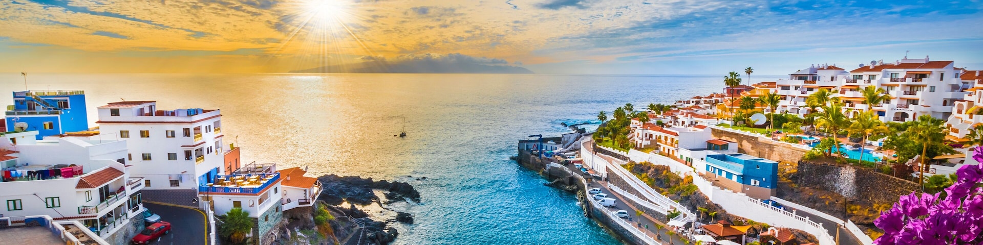 Sunrise in Puerto de Santiago city, Tenerife, Canary island, Spain