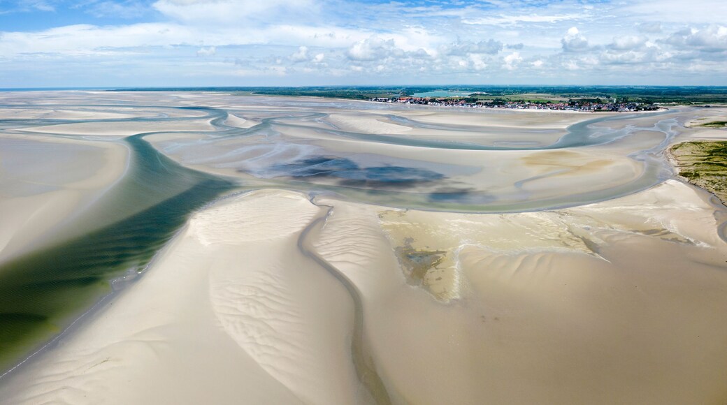 Aerial view of the Bay of Somme near Le Crotoy, France