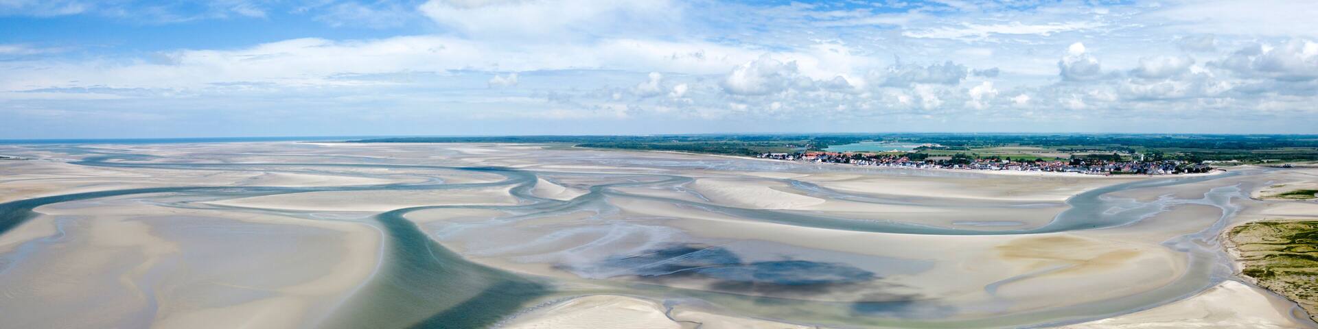 Aerial view of the Bay of Somme near Le Crotoy, France