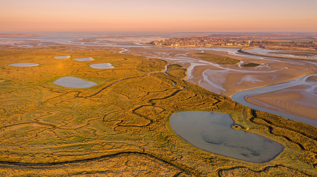 Lever du jour sur la baie de Somme - Vue aérienne sur Le Crotoy
