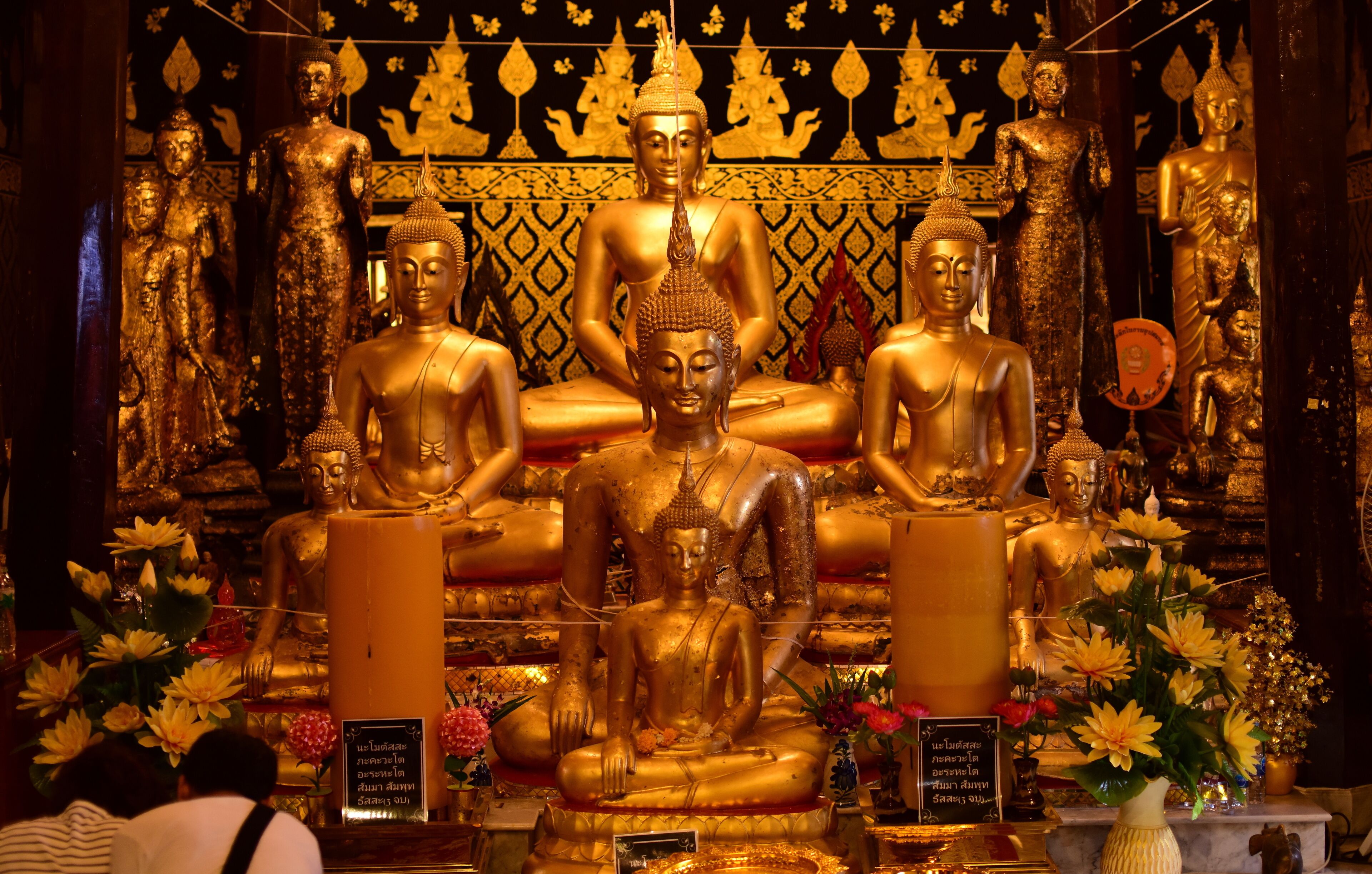 Golden Buddha statue at Bangplee Temple, Luang Pho To Temple, Thailand The beauty of temples and Buddha images of Thai religious art