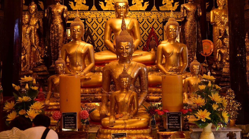 Golden Buddha statue at Bangplee Temple, Luang Pho To Temple, Thailand The beauty of temples and Buddha images of Thai religious art