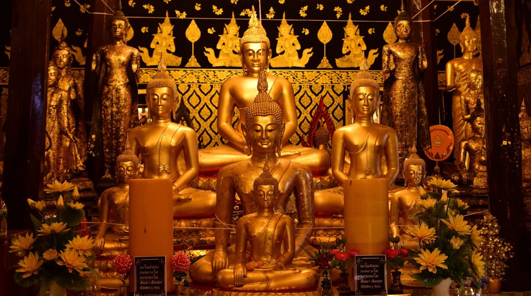 Golden Buddha statue at Bangplee Temple, Luang Pho To Temple, Thailand The beauty of temples and Buddha images of Thai religious art
