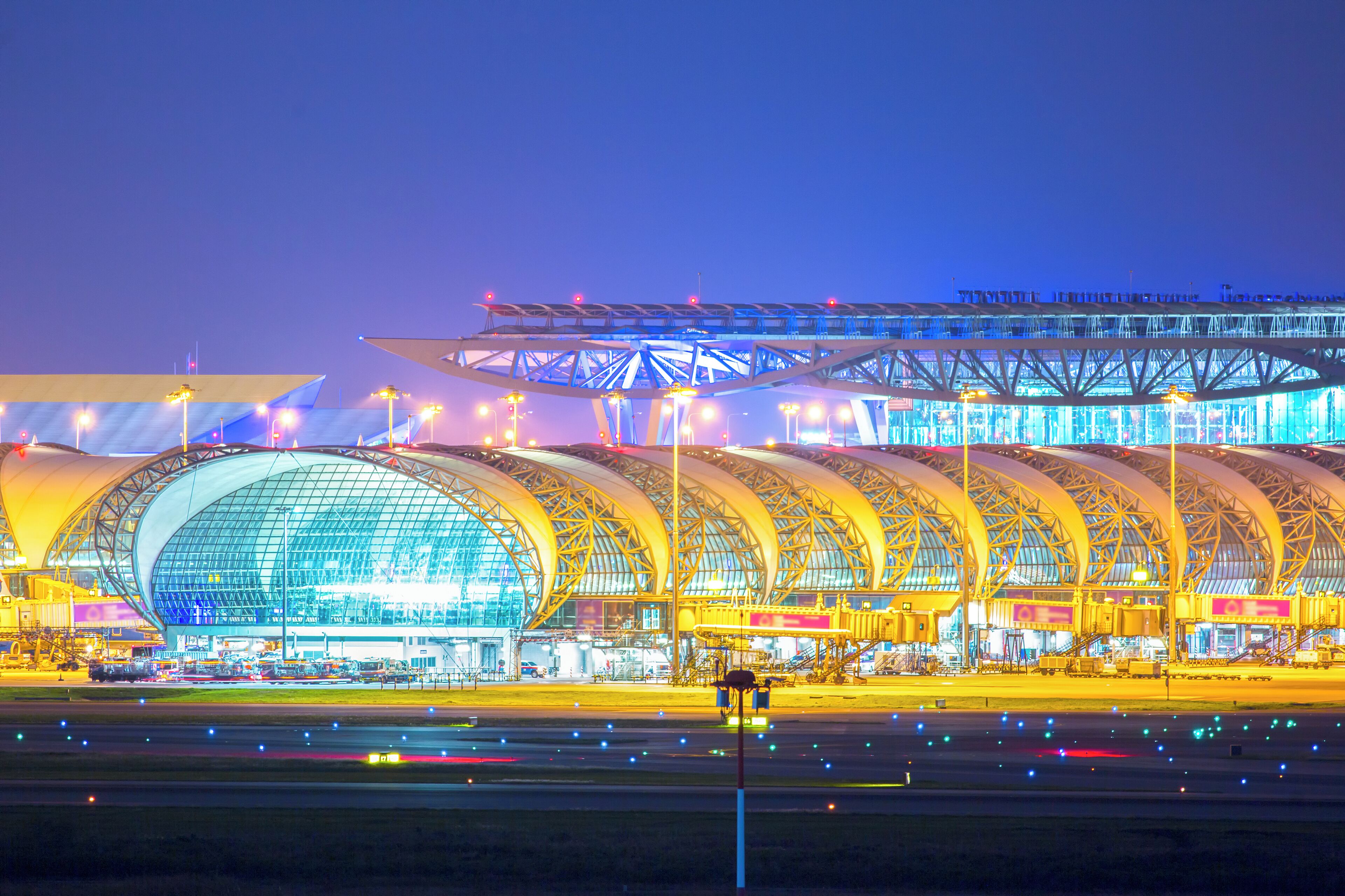 Suwannabhumi Airport at night.