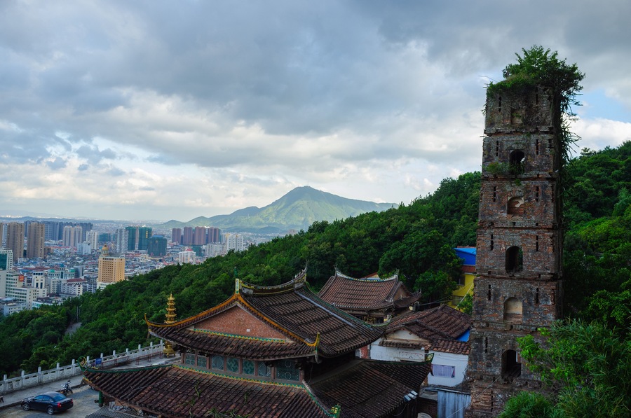 The temple on the mountainside, located in Putian, China