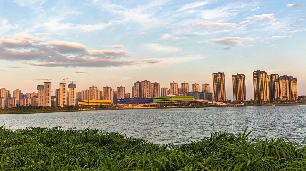 Beautiful shot of buildings in Yuhupark, Putian city, China