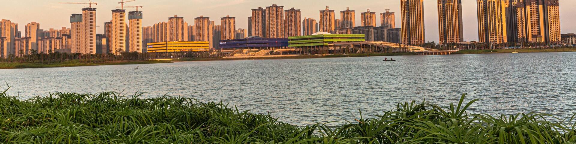 Beautiful shot of buildings in Yuhupark, Putian city, China