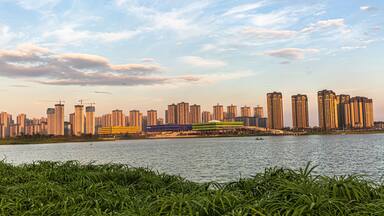 Beautiful shot of buildings in Yuhupark, Putian city, China