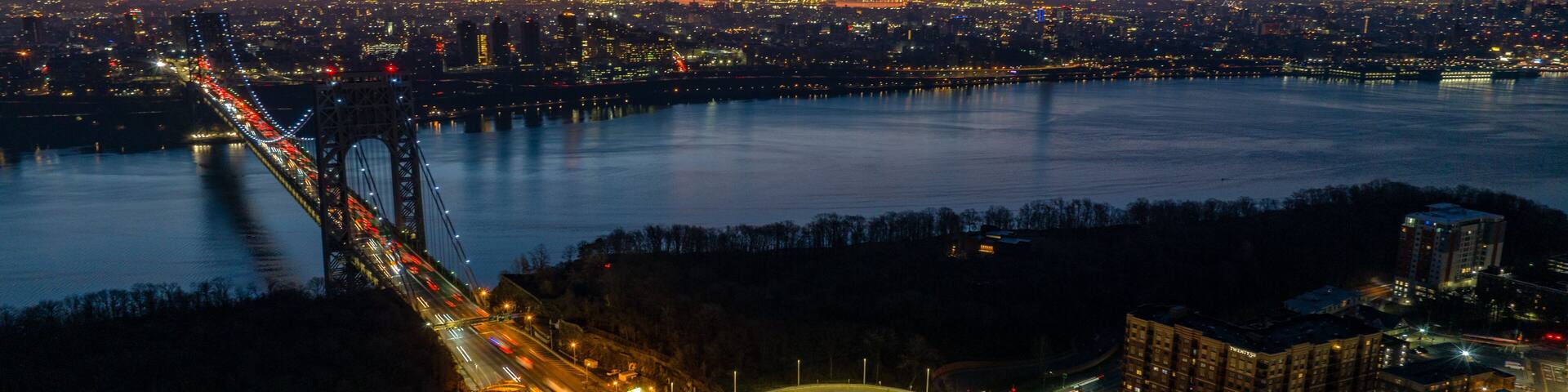 Aerial Drone Sunrise in Fort Lee, New Jersey