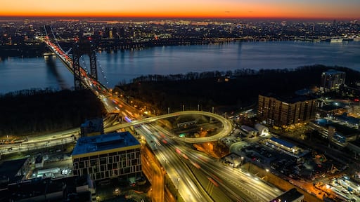 Aerial Drone Sunrise in Fort Lee, New Jersey