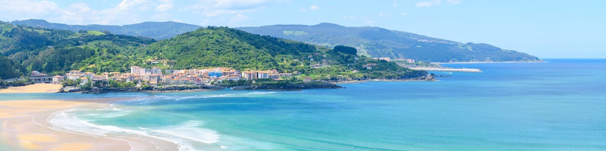 urdaibai estuary and mundaka fishing town at background, Spain