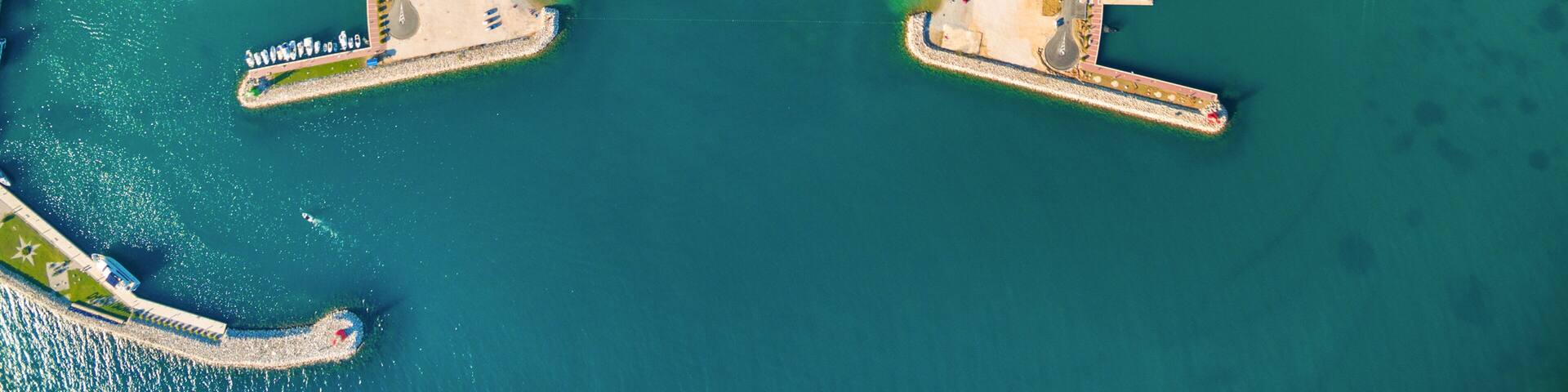 Aerial view of Sukosan marina near zadar, Croatia.