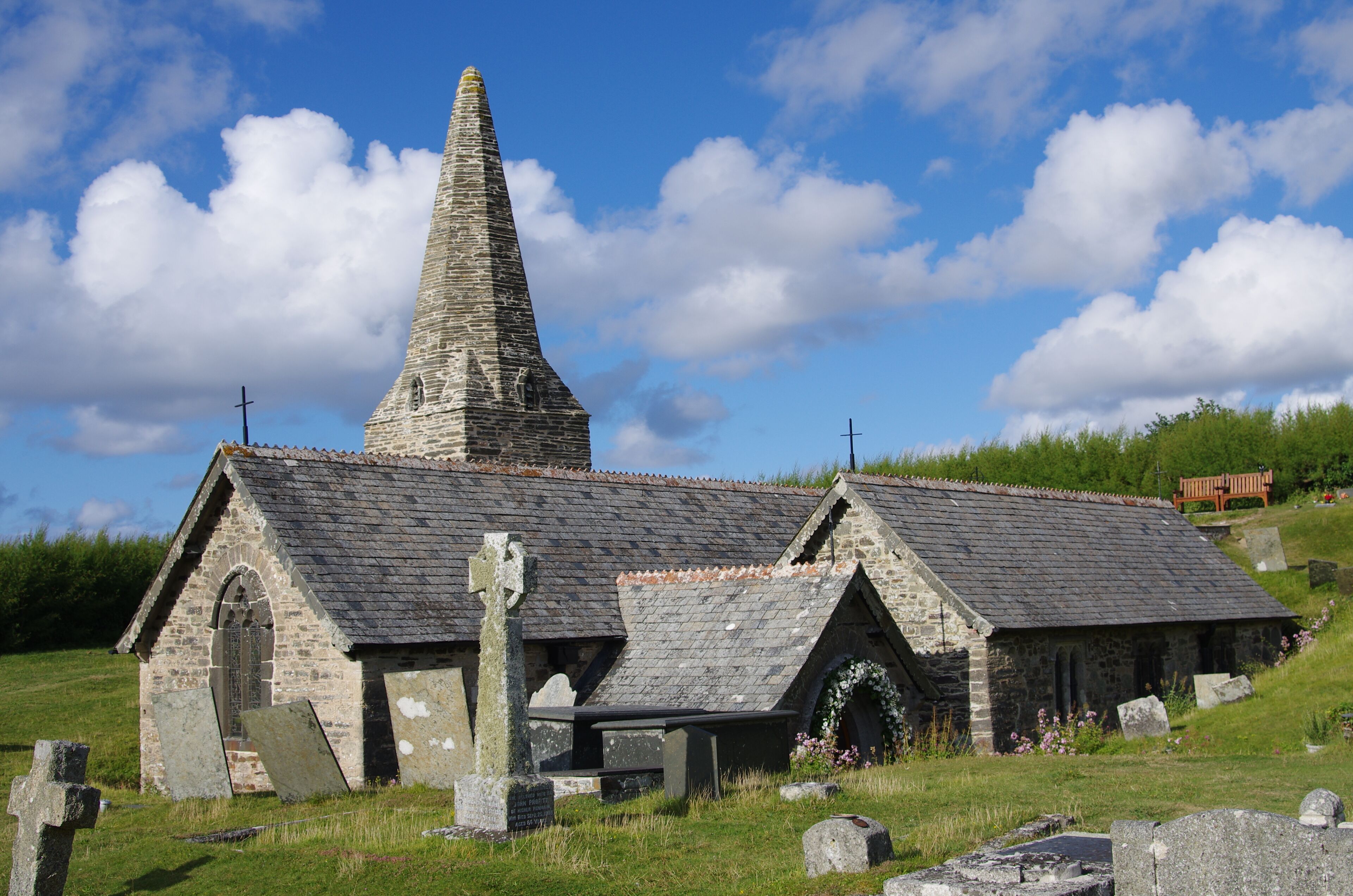 12th Century Church in the Dunes behind Daymer Bay. Grade I listed by English Heritage. View from the south west.