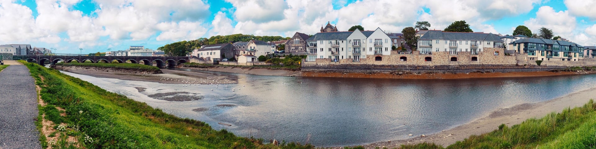 river panorama of Wadebridge town