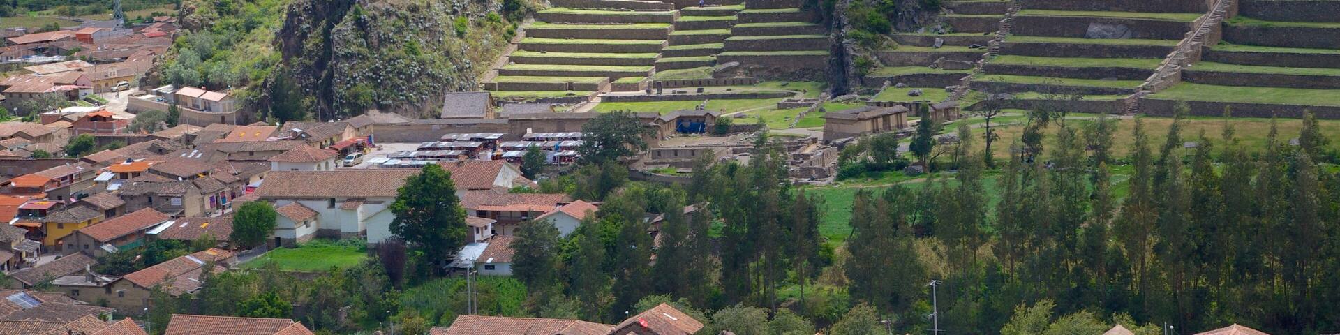Ollantaytambo which includes a small town or village and landscape views
