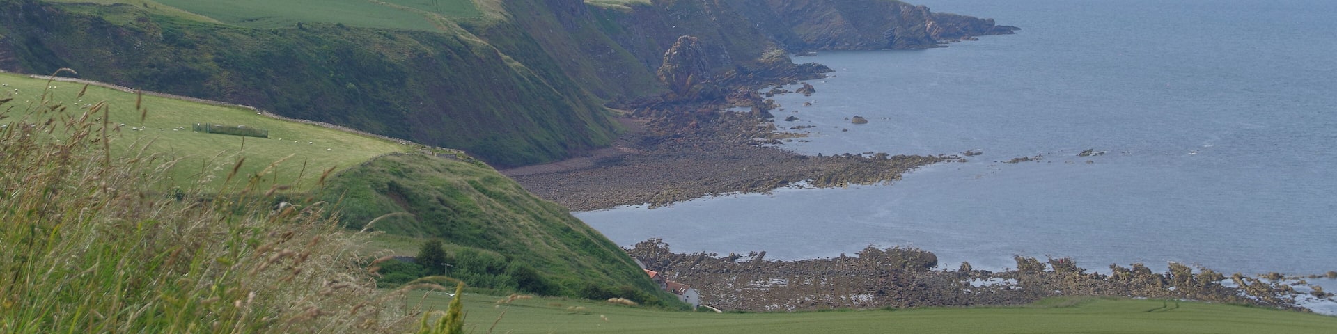 The cove at Burnmouth, seen from a layby on the A1(M).