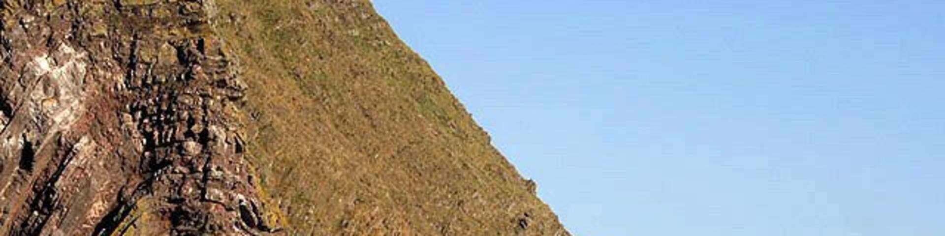Cliffs at Hurker's Haven Access to the shore at this small inlet is possible by a steep grassy descent from the Berwickshire Coast Path. Good views can be had of the folded rocks on the cliffs.