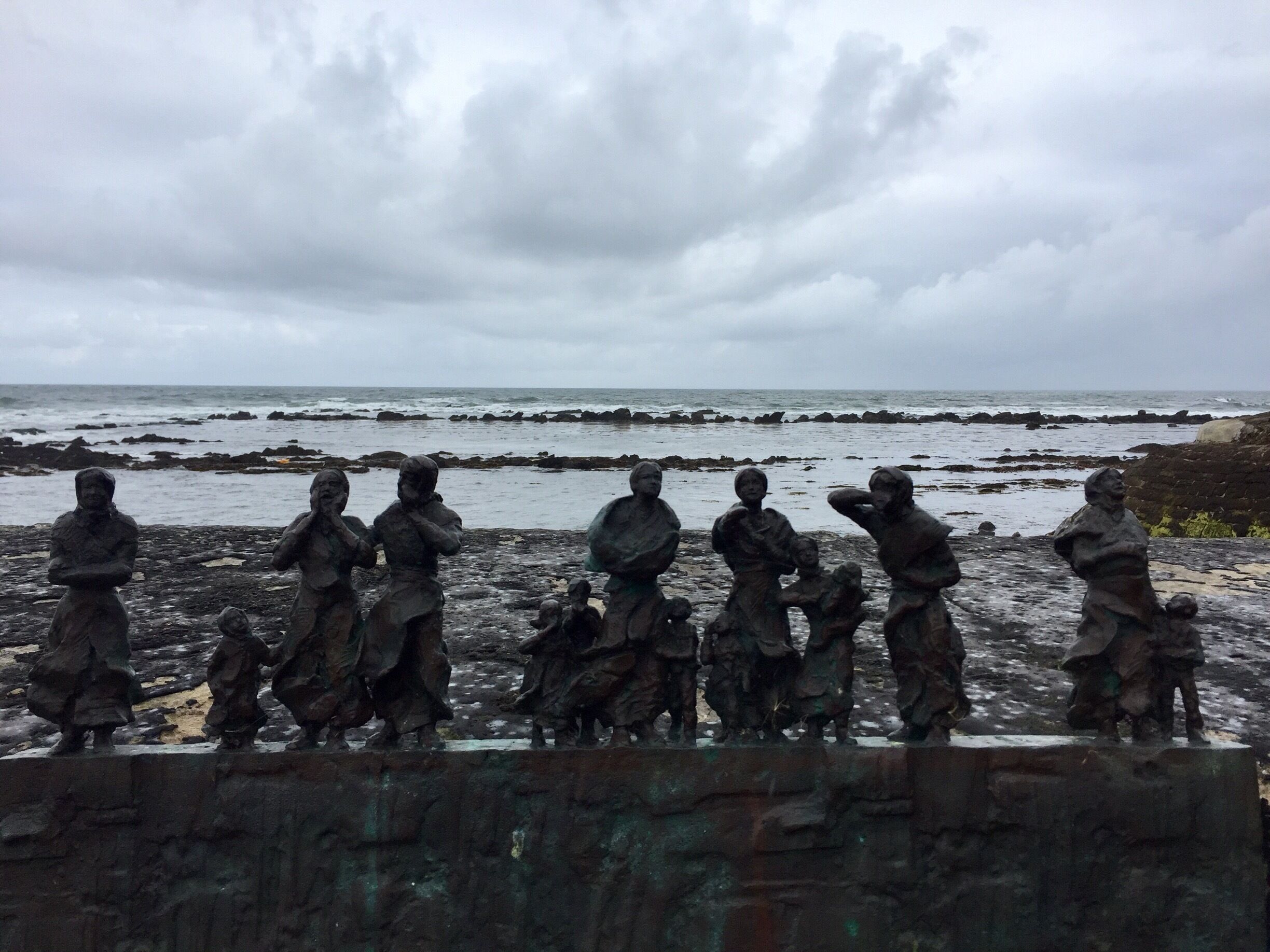 Small bronze sculpture. Many fisherman were lost in a storm, these are the families waiting to see if they return