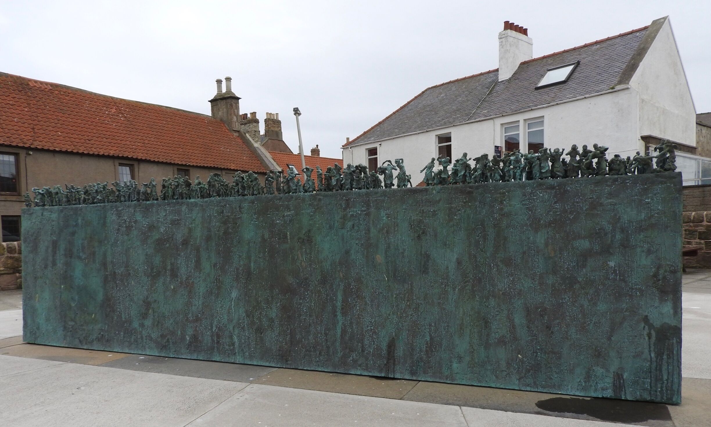 This five-metre long bronze sculpture called Widows and Bairns stands facing the waterfront in Eyemouth, Scotland. A total of 189 men were killed in waters just outside the town's harbour when a severe storm struck in October 1881. All but 70 came from the town. Many of them drowned within full view of their families on the shore. The tragedy, which became known locally as Black Friday, left 78 widows and 182 fatherless children in the town.

#Details
#LikeALocal