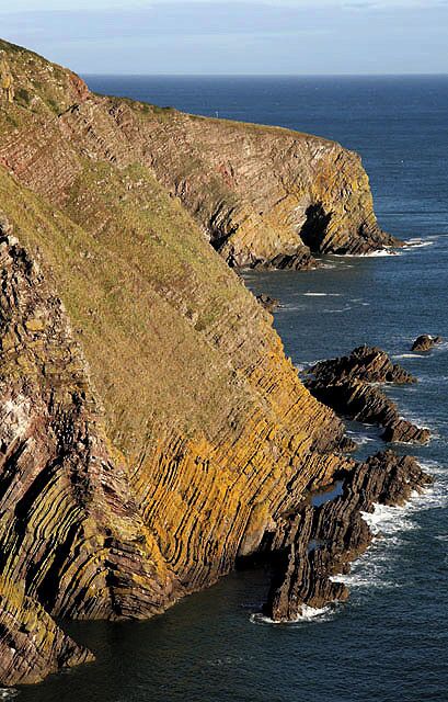 The coastline at Hurker's Haven Folded rock strata viewed the Berwickshire Coast Path.