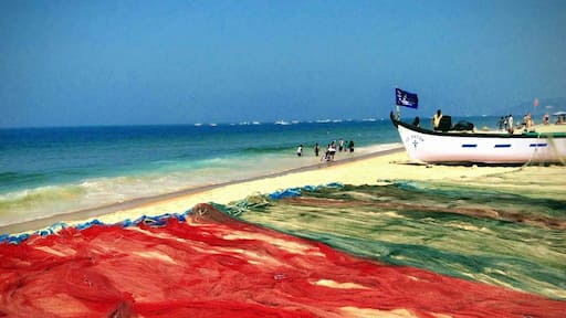 Fishing nets drying on the sand in Goa