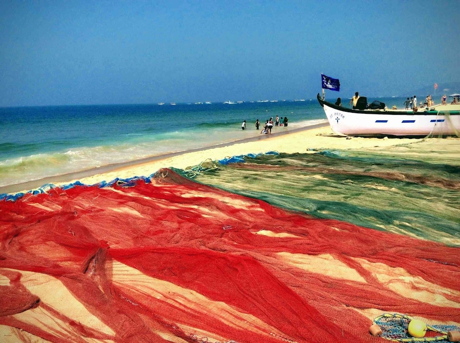 Fishing nets drying on the sand in Goa
