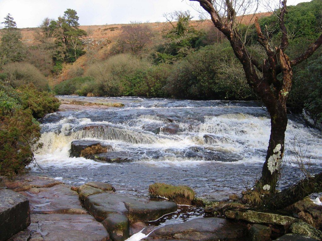 Rapids near Shipley Bridge. The River Avon was full after winter rains, a contrast to the similar vista in 1272204. See also 1139128.