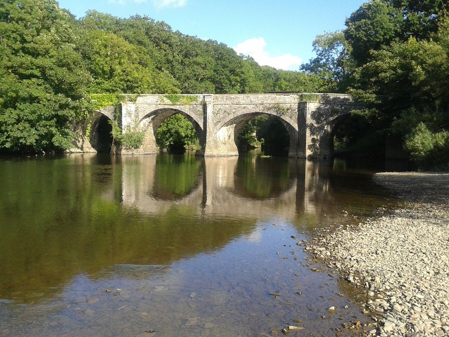 Rothern Bridge, former road bridge over the River Torridge in Great Torrington, Devon