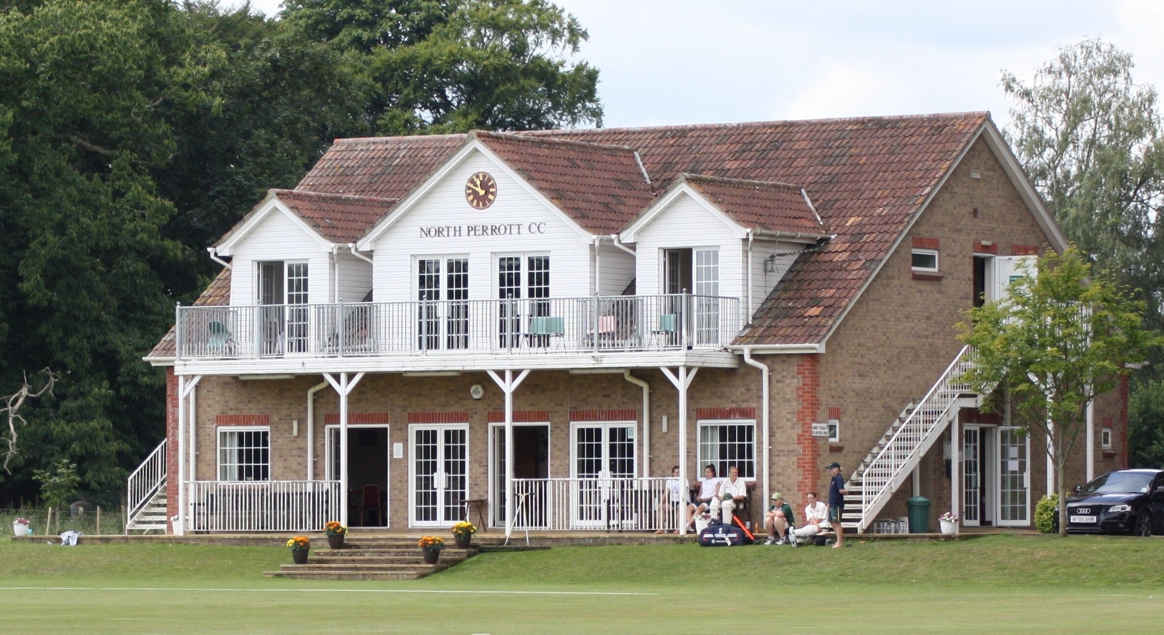 The cricket pavilion at North Perrott Cricket Club Ground, opened in 2000. Photographed during a LV Women's County Championship match between Somerset and Nottinghamshire in 2010.