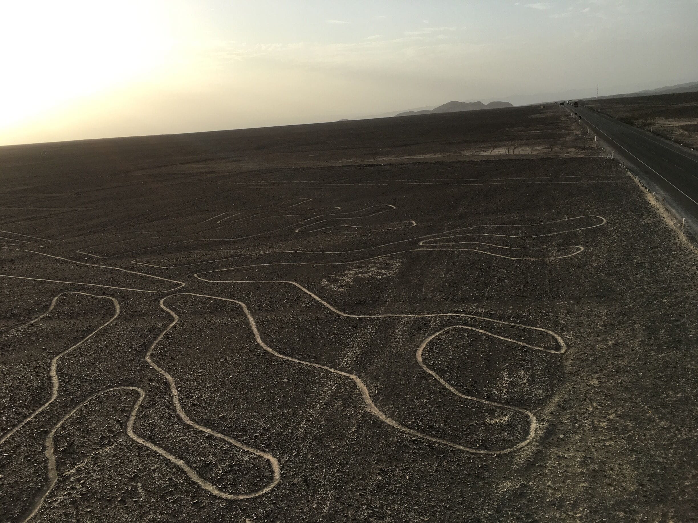 The Nazca Lines are a series of large ancient geoglyphs in the Nazca Desert, in southern Peru.