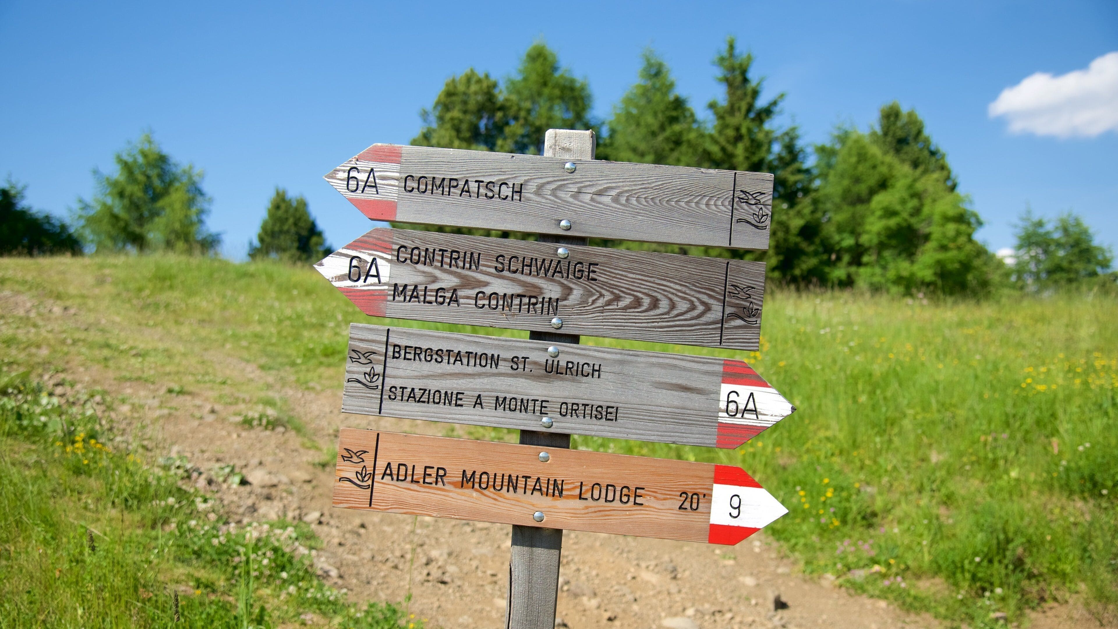 Alpe di Siusi som viser skilt