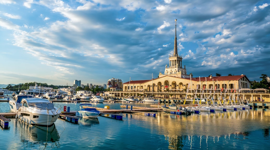Sochi cloud summer city buildings sea black russia urban panoram