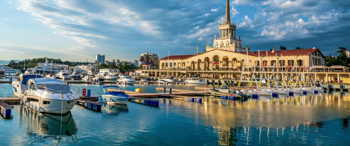 Sochi cloud summer city buildings sea black russia urban panoram