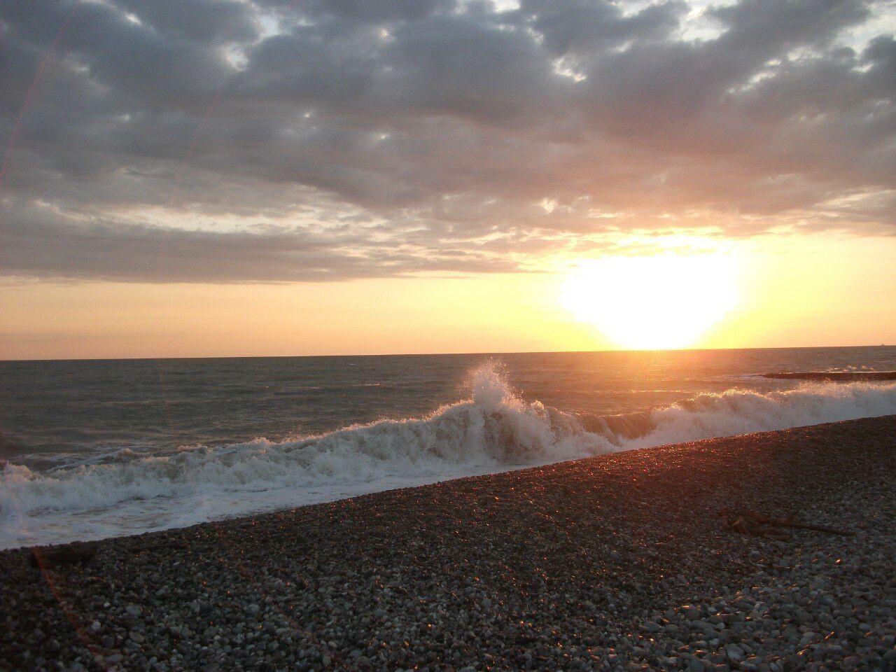 Sunset on a beach at Sochi 