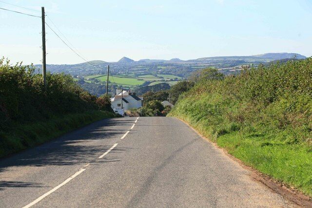The approach towards Tywardreath Looking down the hill approaching the village from the Golant road.