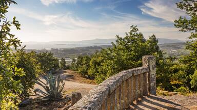 Cambados and Arousa bay aerial views from San Cibran of Cobas viewpoint in Meano and Meis towns