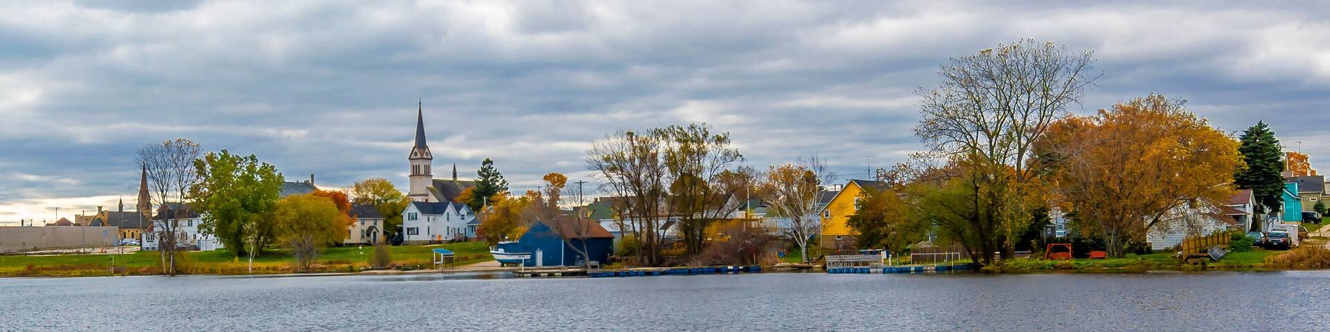 East River view in Two Rivers Town of Wisconsin