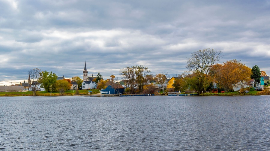 East River view in Two Rivers Town of Wisconsin