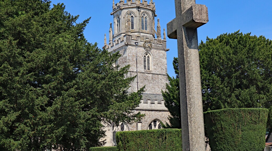 A cross stands in front of the village of Colyton in Devon