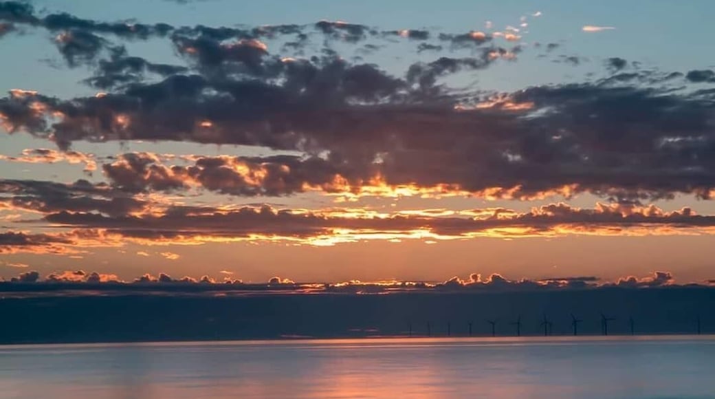Rhyl beach at sunset
