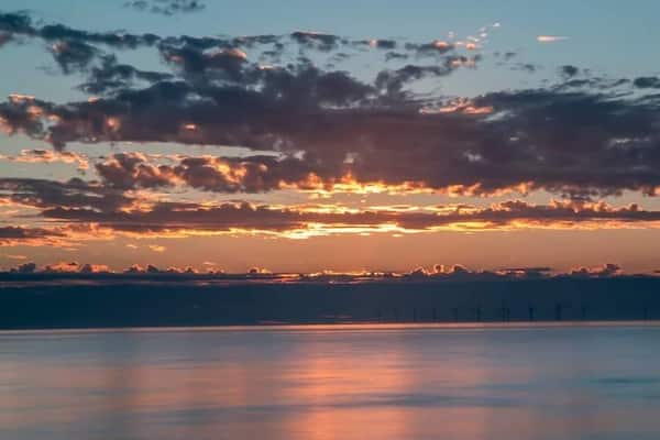 Rhyl beach at sunset