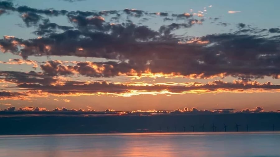 Rhyl beach at sunset