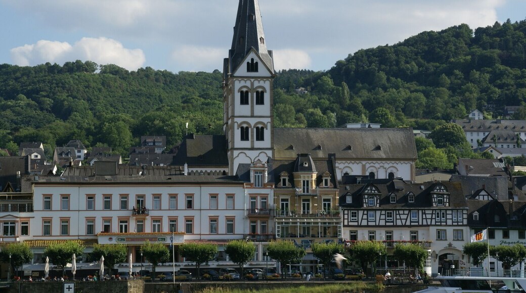 View of Boppard from B42 across the River Rhine, Germany