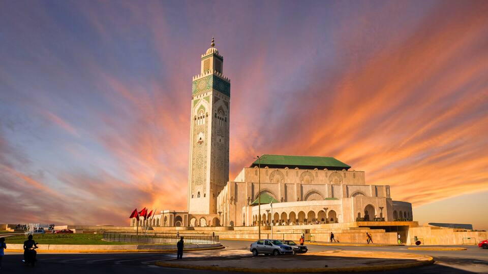 Hassan II Mosque in Casablanca. The largest mosque in Morocco.